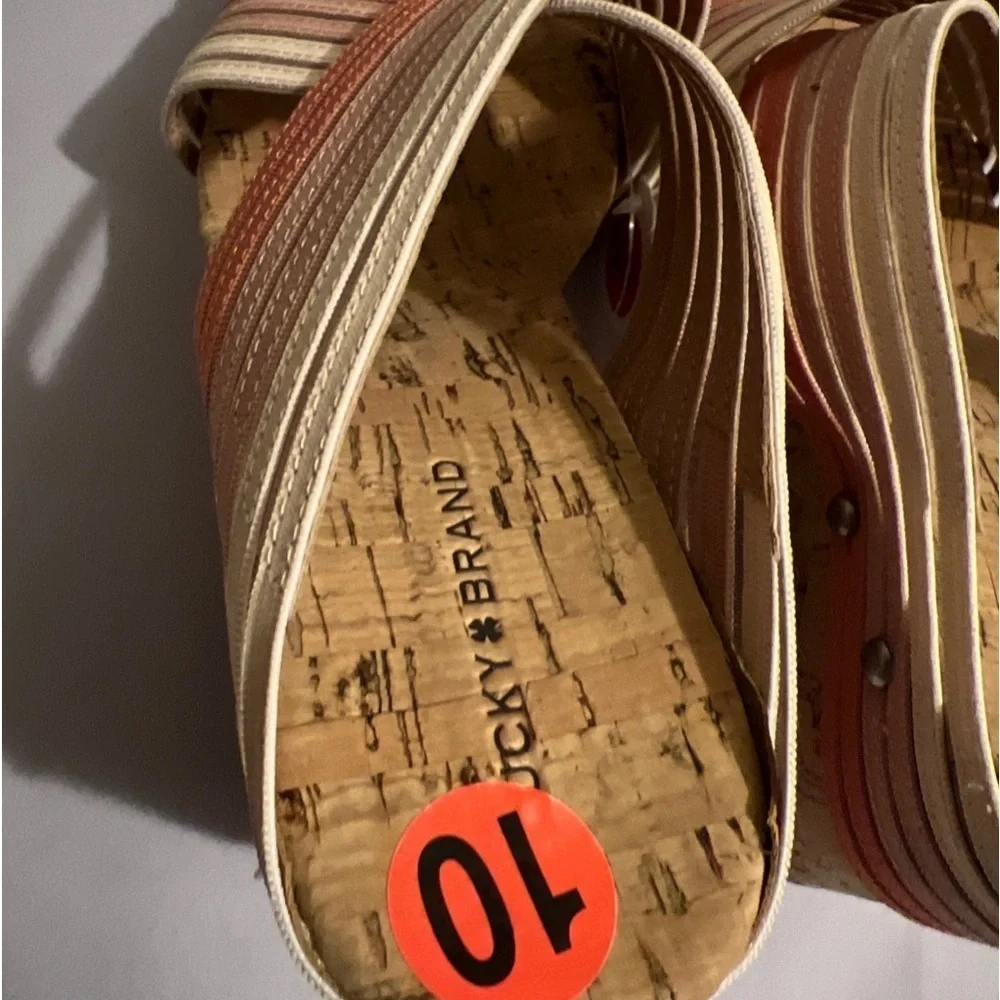 Lucky Brand Mykayla Cork Wedges Womens Size 10 Crisscross Platform Colorful NEW